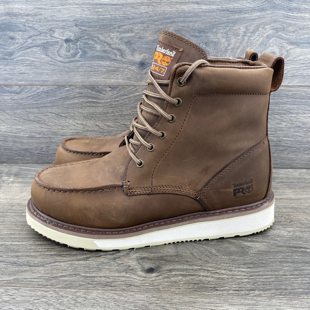 Timberland PRO Wedge Work Boots Mens 11 Brown Leather Soft Toe 6 Inch A5SXH
